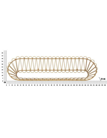Grande Étagère murale originale bohème Rotin Naturel Métal Panama 162 cm 