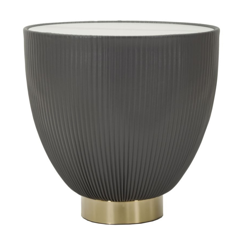 Table basse design chic Ronde Céramique Blanc Effet marbre Métal Doré Tissu Gris Elge 46 cm 