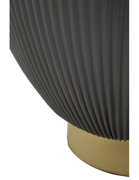 Table basse design chic Ronde Céramique Blanc Effet marbre Métal Doré Tissu Gris Elge 46 cm 