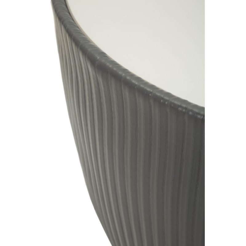 Table basse design chic Ronde Céramique Blanc Effet marbre Métal Doré Tissu Gris Elge 46 cm 