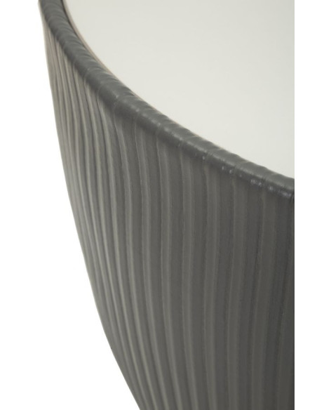 Table basse design chic Ronde Céramique Blanc Effet marbre Métal Doré Tissu Gris Elge 46 cm 
