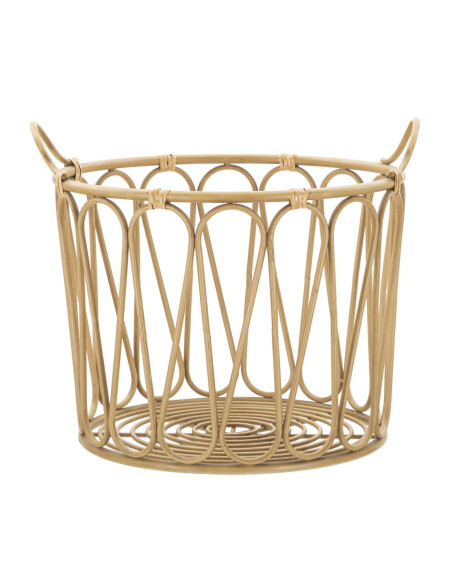 Grand Panier de rangement bohème 2 poignées Rotin Naturel Métal Panama 