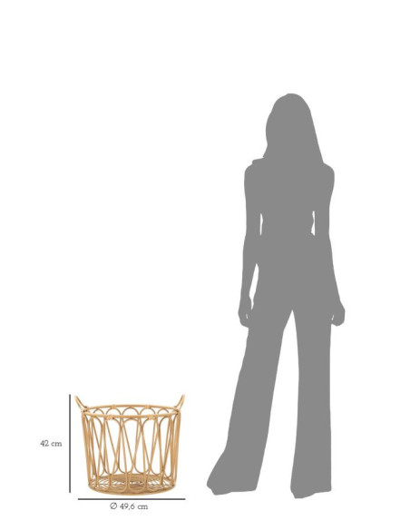 Grand Panier de rangement bohème 2 poignées Rotin Naturel Métal Panama 