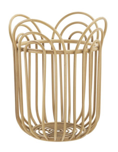 Grand Cache-pot bohème chic Rond Rotin Naturel Métal Panama 