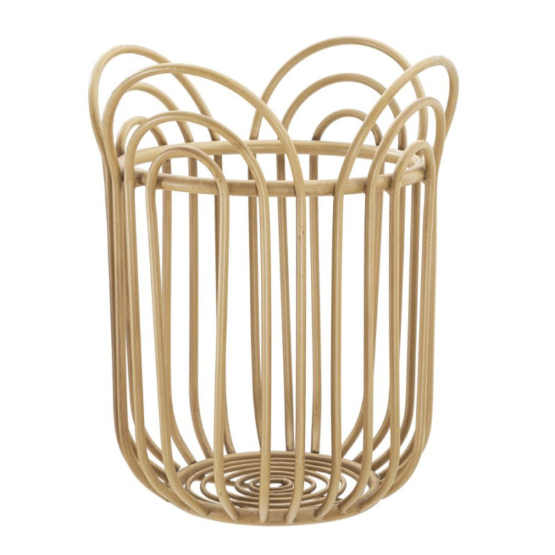 Grand Cache-pot bohème chic Rond Rotin Naturel Métal Panama 