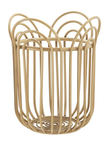 Grand Cache-pot bohème chic Rond Rotin Naturel Métal Panama 