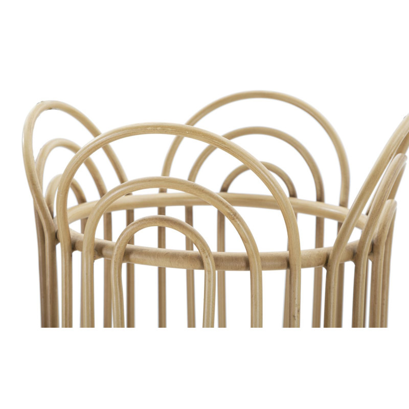 Grand Cache-pot bohème chic Rond Rotin Naturel Métal Panama 