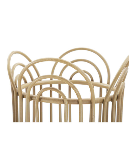 Grand Cache-pot bohème chic Rond Rotin Naturel Métal Panama 