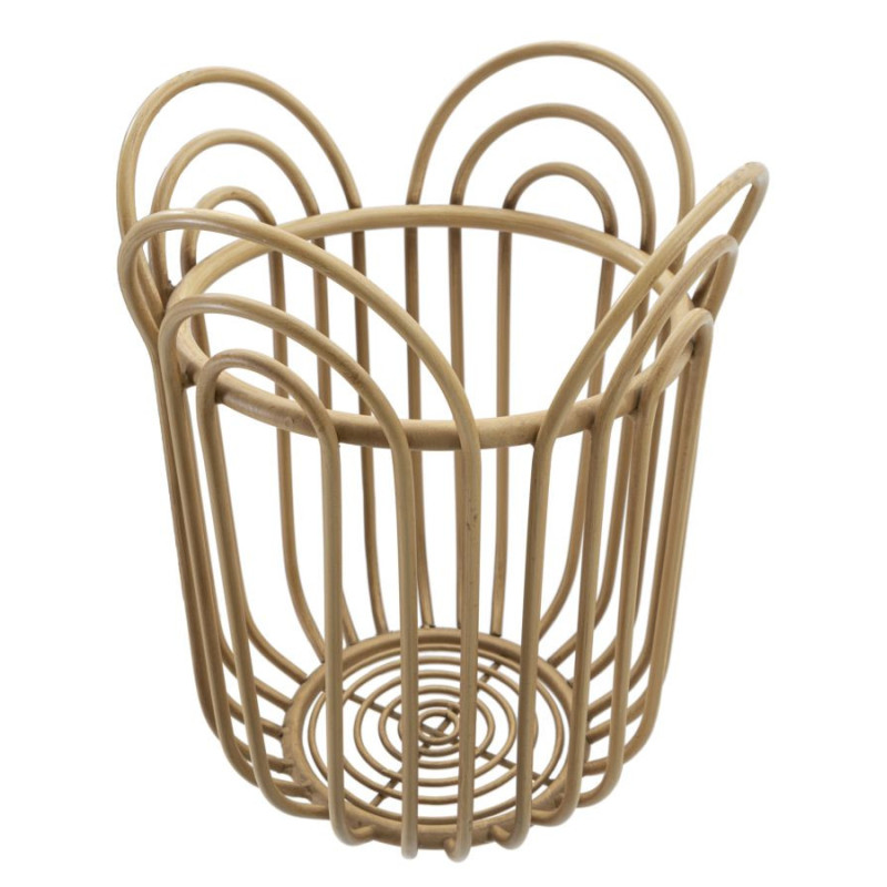 Grand Cache-pot bohème chic Rond Rotin Naturel Métal Panama 