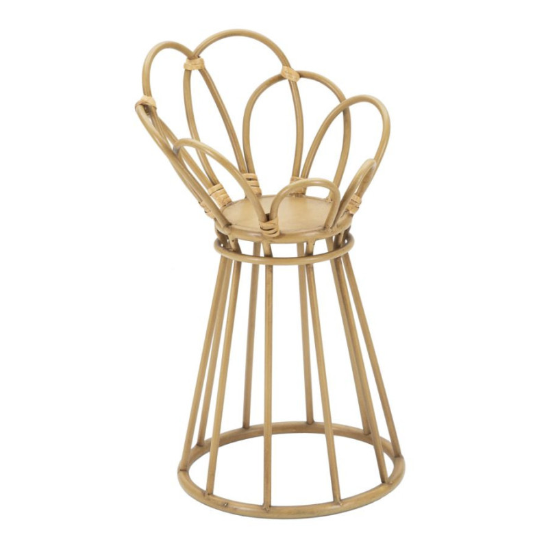 Table d'appoint bohème chic Ronde Rotin Naturel Métal Panama 28 cm 