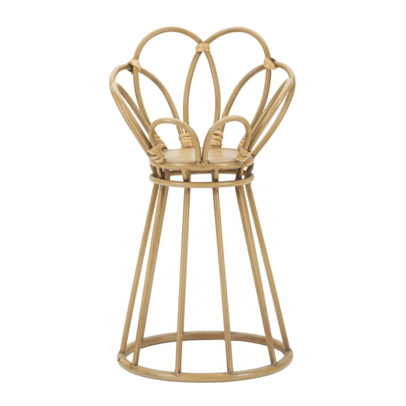 Table d'appoint bohème chic Ronde Rotin Naturel Métal Panama 28 cm 