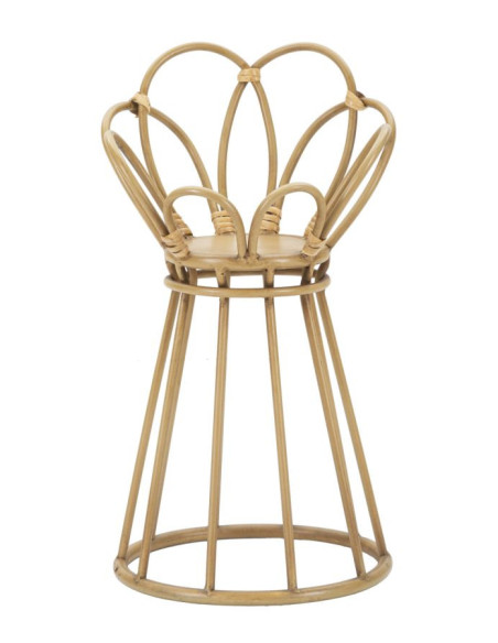 Table d'appoint bohème chic Ronde Rotin Naturel Métal Panama 28 cm 