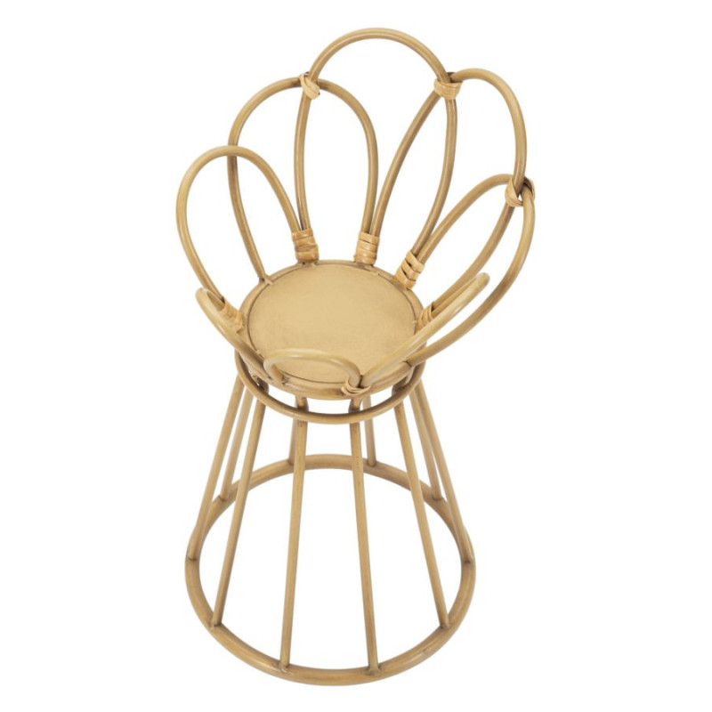 Table d'appoint bohème chic Ronde Rotin Naturel Métal Panama 28 cm 