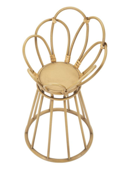 Table d'appoint bohème chic Ronde Rotin Naturel Métal Panama 28 cm 