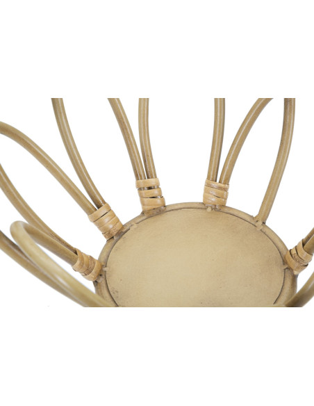 Table d'appoint bohème chic Ronde Rotin Naturel Métal Panama 28 cm 