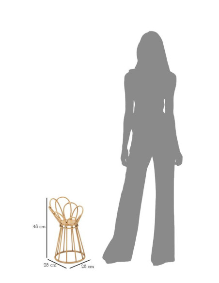 Table d'appoint bohème chic Ronde Rotin Naturel Métal Panama 28 cm 