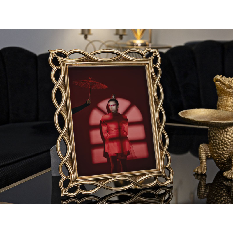 Grand Cadre photo design chic Vagues pour photo 20x25 Résine Doré Wave 