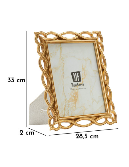 Grand Cadre photo design chic Vagues pour photo 20x25 Résine Doré Wave 