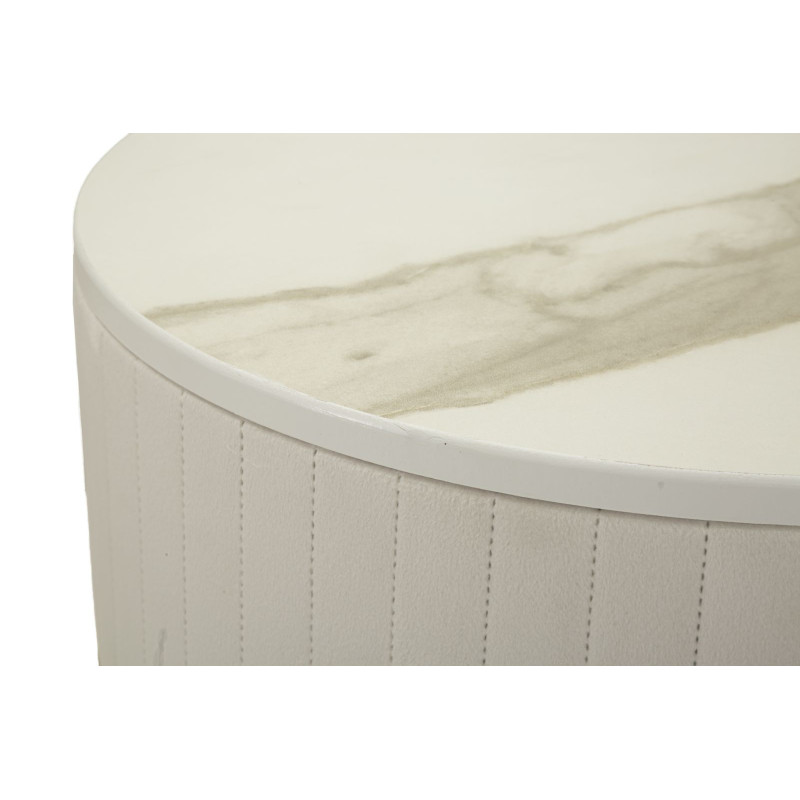 Lot de 2 Sellettes hautes gigognes design chic Ronde Bois de pin Crème Métal Doré Bois MDF Blanc Effet marbre Wedding 