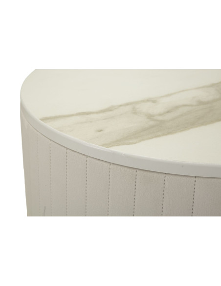 Lot de 2 Sellettes hautes gigognes design chic Ronde Bois de pin Crème Métal Doré Bois MDF Blanc Effet marbre Wedding 