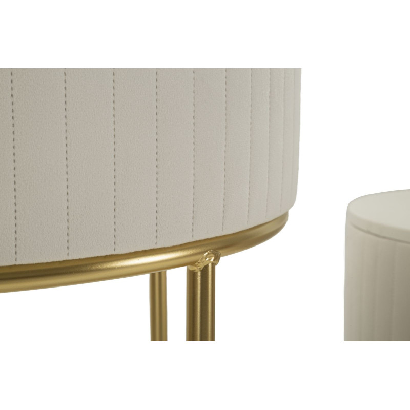 Lot de 2 Sellettes hautes gigognes design chic Ronde Bois de pin Crème Métal Doré Bois MDF Blanc Effet marbre Wedding 