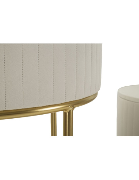 Lot de 2 Sellettes hautes gigognes design chic Ronde Bois de pin Crème Métal Doré Bois MDF Blanc Effet marbre Wedding 