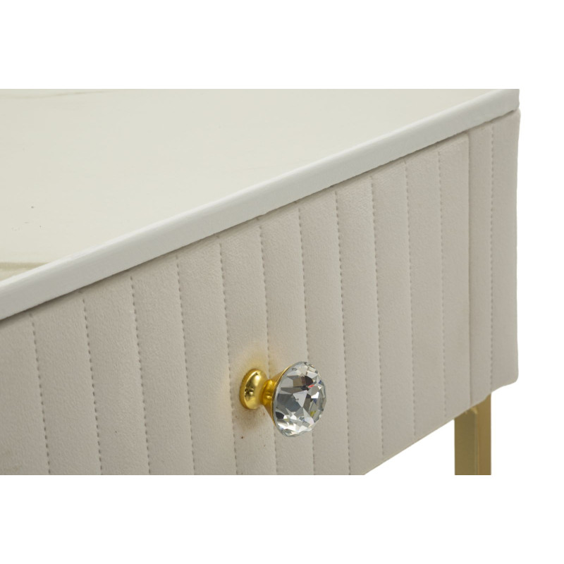 Lot de 2 Sellettes hautes gigognes design chic Carrée Bois de pin Crème Métal Doré Bois MDF Blanc Effet marbre Wedding 