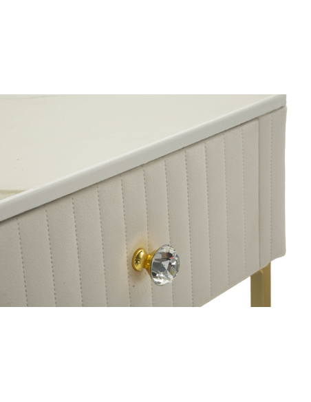 Lot de 2 Sellettes hautes gigognes design chic Carrée Bois de pin Crème Métal Doré Bois MDF Blanc Effet marbre Wedding 