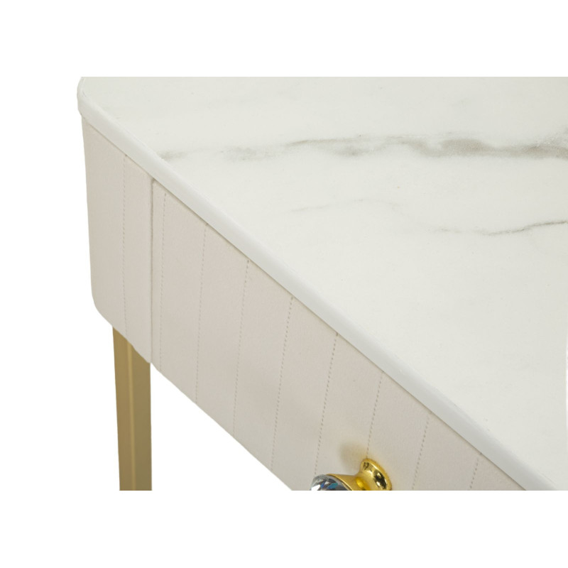 Lot de 2 Sellettes hautes gigognes design chic Carrée Bois de pin Crème Métal Doré Bois MDF Blanc Effet marbre Wedding 