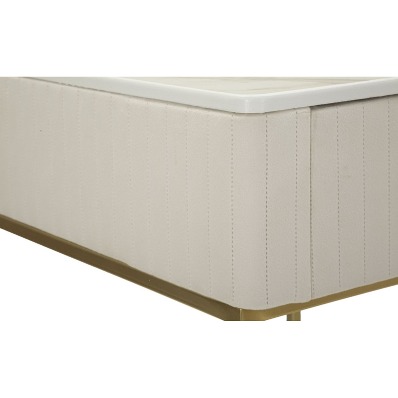 Lot de 2 Sellettes hautes gigognes design chic Carrée Bois de pin Crème Métal Doré Bois MDF Blanc Effet marbre Wedding 