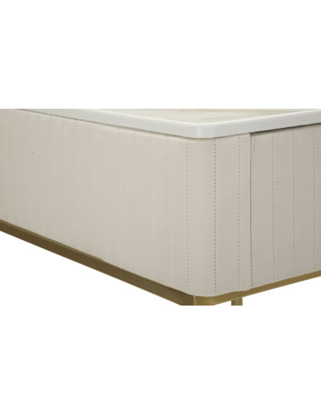 Lot de 2 Sellettes hautes gigognes design chic Carrée Bois de pin Crème Métal Doré Bois MDF Blanc Effet marbre Wedding 