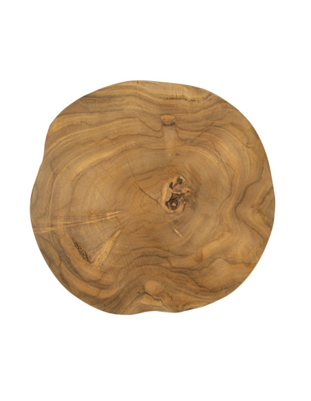 Plateau déco artisanal Organique Bois de teck recyclé Marron Pokon 24 cm 