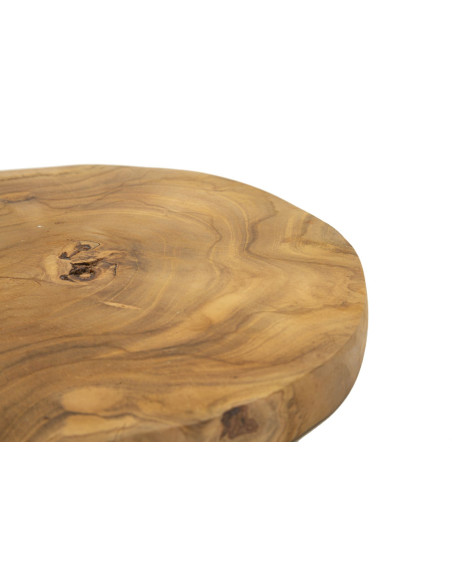 Plateau déco artisanal Organique Bois de teck recyclé Marron Pokon 24 cm 