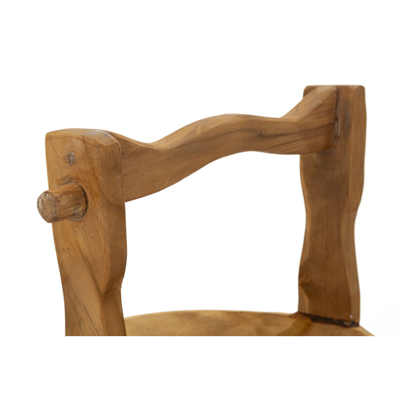 Grand Vide-poches artisanal ethnique chic Rond Bois de teck recyclé Marron Timbo 32 cm 
