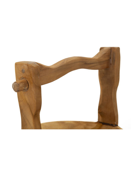 Grand Vide-poches artisanal ethnique chic Rond Bois de teck recyclé Marron Timbo 32 cm 