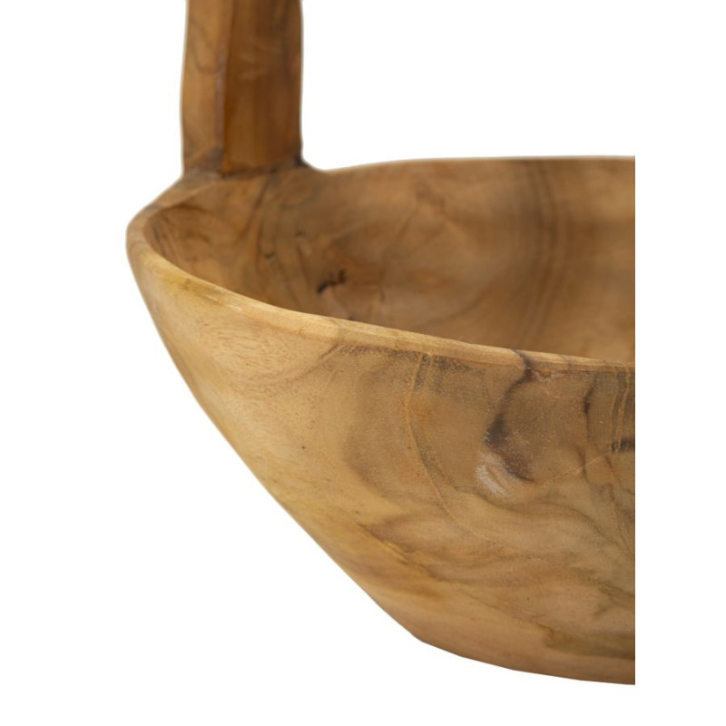 Grand Vide-poches artisanal ethnique chic Rond Bois de teck recyclé Marron Timbo 32 cm 