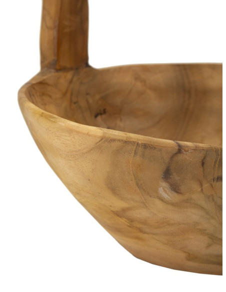 Grand Vide-poches artisanal ethnique chic Rond Bois de teck recyclé Marron Timbo 32 cm 