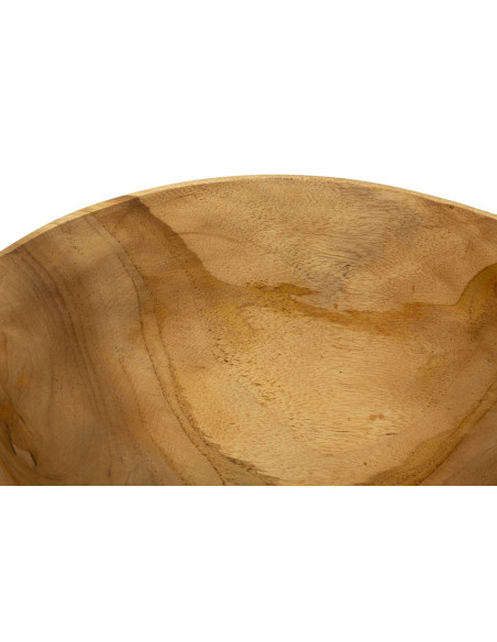 Grand Vide-poches artisanal ethnique chic Rond Bois de teck recyclé Marron Timbo 32 cm 