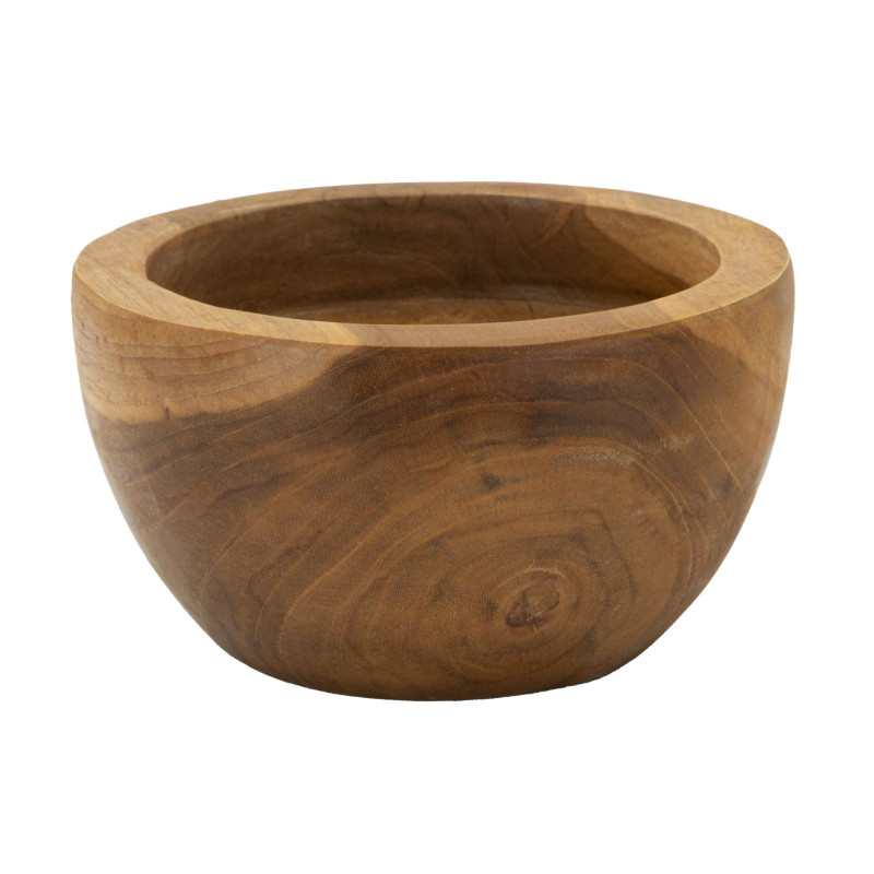 Vide-poches artisanal ethnique chic Rond Bois de teck recyclé Marron Erusi 