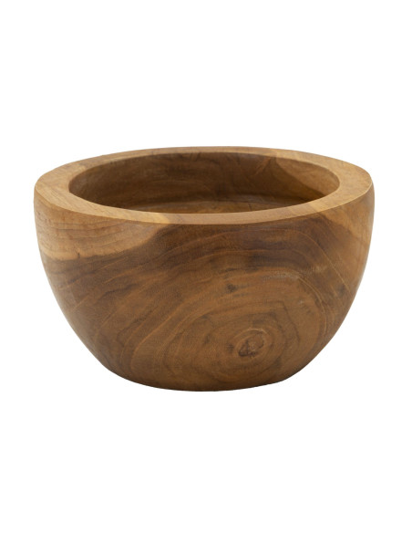Vide-poches artisanal ethnique chic Rond Bois de teck recyclé Marron Erusi 