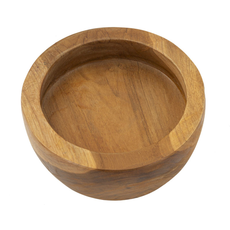 Vide-poches artisanal ethnique chic Rond Bois de teck recyclé Marron Erusi 