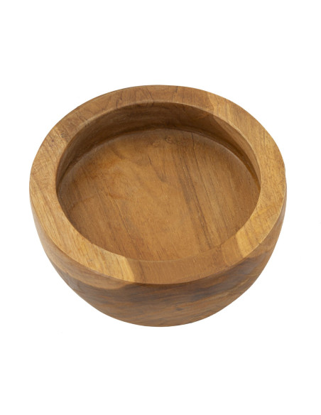 Vide-poches artisanal ethnique chic Rond Bois de teck recyclé Marron Erusi 