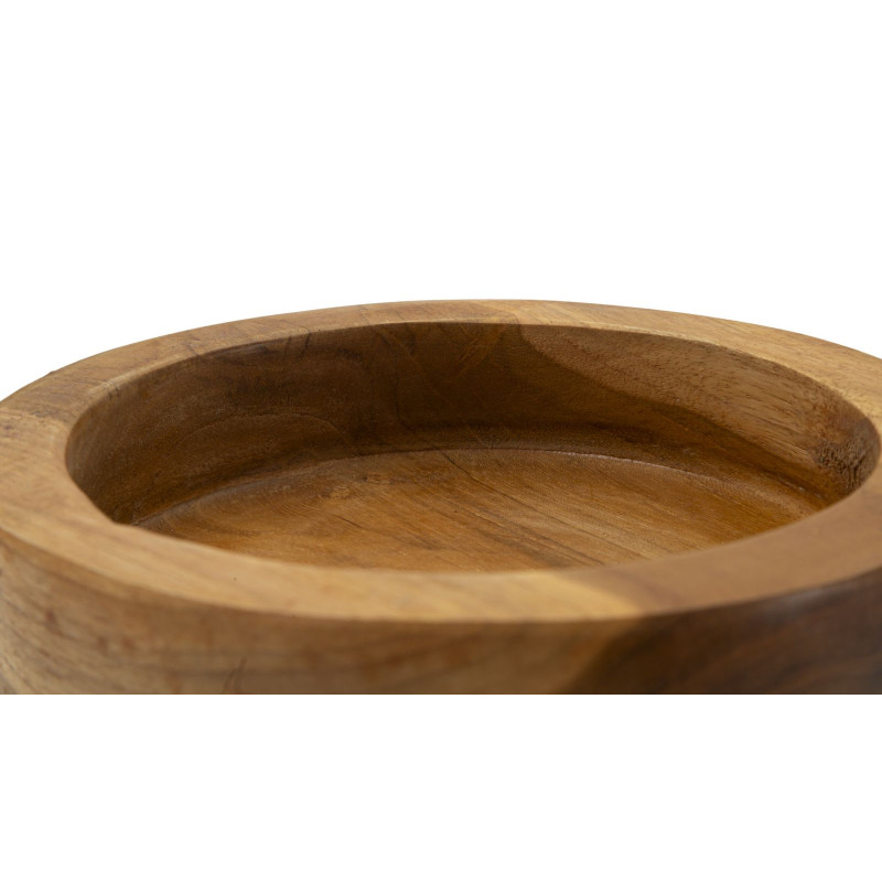 Vide-poches artisanal ethnique chic Rond Bois de teck recyclé Marron Erusi 