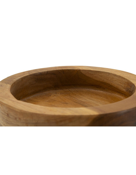 Vide-poches artisanal ethnique chic Rond Bois de teck recyclé Marron Erusi 