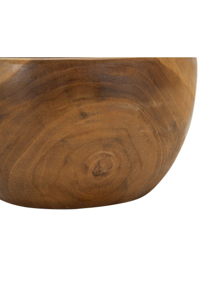 Vide-poches artisanal ethnique chic Rond Bois de teck recyclé Marron Erusi 