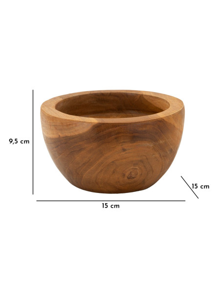 Vide-poches artisanal ethnique chic Rond Bois de teck recyclé Marron Erusi 