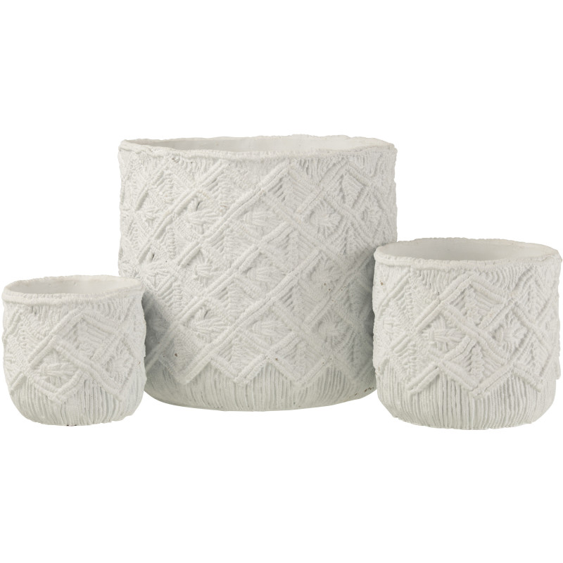 Cache-pot en Ciment Blanc Babeth Diamètre 33 cm Motif carreaux - 2