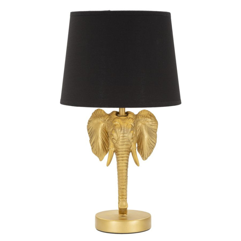 Lampe à poser design original Éléphant Résine Métal Doré Tissu Noir Elefante H 43 cm 