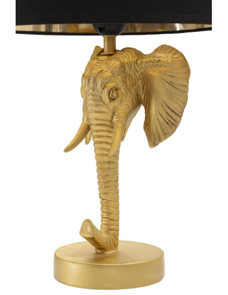 Lampe à poser design original Éléphant Résine Métal Doré Tissu Noir Elefante H 43 cm 