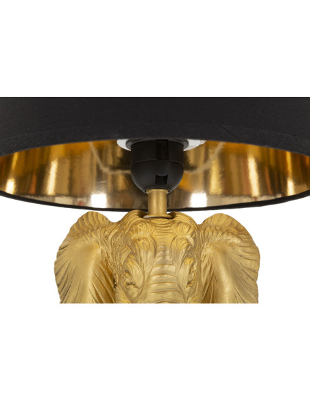 Lampe à poser design original Éléphant Résine Métal Doré Tissu Noir Elefante H 43 cm 